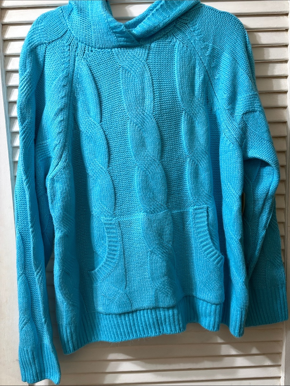 St. John's Bay Turquoise Cable-Knit Cowl Hoodie